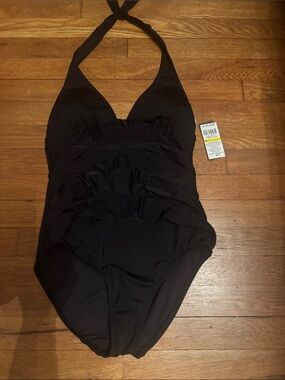 Michael Kors Black Halter One-Piece Swimsuit